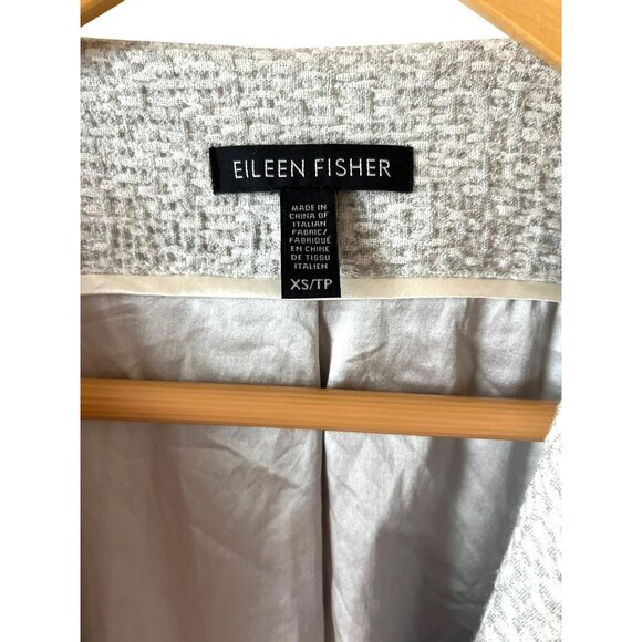 Eileen Fisher Open Front Jacket Blazer‎ Size XS Organic cotton Blend White Gray - Picture 4 of 6